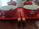 结婚用品大全喜碗敬茶杯结婚对碗婚礼红色改口敬酒杯一对陪嫁碗筷杯子茶具套装婚房婚庆用品 圆喜款套装【敬茶杯2个+碗2个+筷子2双+托盘1】 实拍图