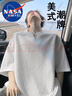 NASA MARVEL短袖t恤男士夏季休闲简约透气半袖V领上衣户外休闲服 白色 L 实拍图