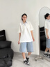 OEMG  假两件polo衫男短袖士夏季潮流牌痞帅高级感五分袖重磅宽松上衣 白色 XL [建议110-130斤] 实拍图