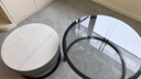 罗森（LUOSEN）圆形网红岩板茶几桌 客厅轻奢升级双杆玻璃岩板茶几组合 8060款1 实拍图