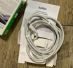 贝尔金（BELKIN）双Type-C数据线 60W快充 CtoC电源线 iPhone手机苹果电脑MacBook快充线1米编织款 白色 CAB024 实拍图