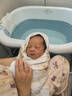 世纪宝贝（babyhood）儿童泡澡桶 加大号宝宝折叠浴桶 婴儿洗澡盆游泳桶 赠浴凳319蓝色 实拍图