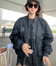 匡威（Converse）官方 春日外套男女美式复古飞行员夹克10024169 墨黑色/10024169-A03 S 实拍图