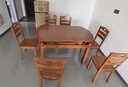千禧盛世 实木餐桌椅子组合小户型餐厅家具 海棠色普通款 138cm 一桌六椅 实拍图