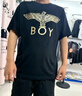BOY LONDON【暗黑罗盘】春夏男女同款烫金潮牌短袖翅膀T恤N01906 黑印金 M 实拍图