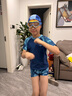 李宁（LI-NING）儿童泳衣男孩中大童游泳衣青少年分体泳衣泳镜泳帽套装34-67蓝150 实拍图