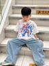 G.DUCKKIDS小黄鸭童装男童套装夏季2025儿童衣服宝宝潮酷太空人短袖两件套潮 太空人套装 米白色geioqgg 100 建议2~3岁【 90-100cm】 实拍图