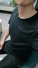 三福2025夏季新款短袖t恤男女圆领纯色上衣情侣款白色休闲打底衫 圆领-黑色 XL 实拍图