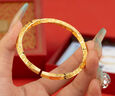 京佳古法手工金包银吉言金手镯开口9999足金錾刻实心四方筷子送礼物 亮面扭花吉言手镯(开口可调节) 999包金1.5 实拍图
