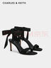 CHARLES&KEITH一字带缎面蝴蝶结绑带高跟凉鞋子女鞋生日礼物CK1-61720177 BLACK TEXTURED黑色纹理 37 实拍图