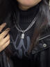 栢启歆男士项链钛钢古巴链子潮酷配饰男生百搭小众高级感锁骨链复古吊坠 头像方牌项链 实拍图