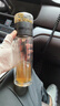 雍財茶水分离泡茶杯双层中式玻璃杯子花茶水杯大容量简约商务隔热杯 黑色/500ml 加厚底  单只装 实拍图