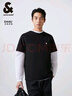 杰克·琼斯（JACK&JONES）25年男装T恤男夏季T恤舒适男士短袖凉感多色上衣纯色水洗不易走形 E40黑色 2XL 实拍图