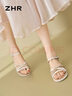 ZHR凉鞋女夏季外穿配裙子休闲女鞋仙女一字带粗低跟平底鞋CE56米色36 实拍图