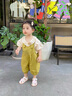 G.duck小黄鸭女童背带裤套装夏装儿童夏季衣服短袖时髦女宝宝两件套 夏季 蘑菇净色背带套装绿色 90 建议80-90cm1岁半-2岁 实拍图