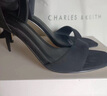 CHARLES&KEITH一字带缎面蝴蝶结绑带高跟凉鞋子女鞋生日礼物CK1-61720177 BLACK TEXTURED黑色纹理 35 实拍图