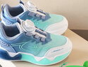 回力（Warrior）儿童篮球鞋旋钮扣跑步鞋男童四季运动鞋 WZ(CL)-0871 湖绿蓝 36  实拍图