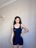 特步泳衣女2026年新款专业连体平角泡温泉大码游泳馆专用竞速游泳衣 黑色连体平角 L 【身高157-167cm/体重50-57kg】 实拍图