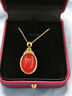九色云天然保山南红冰红吊坠项链女 无注胶满色满肉简约时尚气质 送爱人 金镶南红吊坠+金链子 实拍图