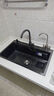 九牧家用厨房枪灰色纳米SUS304不锈钢手工水槽大单槽台下洗菜盆洗碗池 【圆形龙头套餐】枪灰色 750X450mm 实拍图