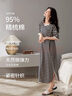 JOAE睡裙女条纹连衣裙95%棉春夏款可外穿中袖家居服柔软女士睡衣2XL 实拍图