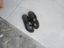 【真皮牛皮】夏季新款真皮凉鞋男厚底防滑沙滩鞋男休闲凉拖鞋 黑色 43 实拍图
