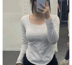 妙奕嘉长袖t恤女士白色黑色打底衫女可外穿秋装新款2025年上衣正肩秋衣 纯色U领弧摆打底衫【黑色】 M 【建议90-105斤】 实拍图