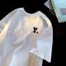 奈梵伦100%纯棉短袖t恤男士夏季宽松百搭上衣半袖体恤潮牌男装 白色胸前Y. XL 128-150斤 实拍图
