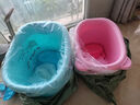 日康（rikang）泡澡桶 婴儿洗澡盆 儿童洗澡桶 浴缸浴桶赠浴凳 蓝色 X1001-1 实拍图