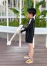 G.duck小黄鸭儿童泳衣男童分体游泳衣宝宝海边沙滩洋气防晒速干泳中小童 黑白字母star 100 建议2~3岁【 90-100cm】cm 实拍图