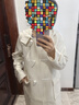 无印良品（MUJI）女式羊毛混牛角扣大衣长款连帽毛呢呢子外套秋冬季外衣女装 米白色 M (160/84A) 实拍图