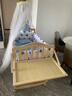 BANGLEDI宝宝床多功能婴儿床拼接实木无漆可移动摇摇床带护栏新生儿婴儿床 婴儿床+床品+棕垫（留言花色） 双层大床（120*66cm）0-12岁 实拍图