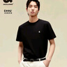 杰克·琼斯（JACK&JONES）25年男装T恤男夏季T恤舒适男士短袖凉感多色上衣纯色水洗不易走形 E40黑色 L 实拍图