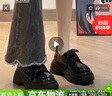 靖话黑色粗跟小皮鞋女2025春夏季新款日系jk制服配裙子单鞋百搭乐福鞋 黑色亮光 39 (245mm) 实拍图