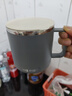 不锈钢带盖水杯双层隔热密封防漏办公室防烫茶杯学生口杯 平盖杯（天空蓝) 400ml 实拍图