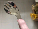COOKSS儿童勺子元宝勺学吃饭316不锈钢叉勺弯头硅胶短柄训练辅食勺粉 实拍图
