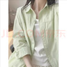 百搭纯棉衬衫翻领长袖宽松女装上衣休闲衬衣女夏衣服新款 绿色 S 实拍图