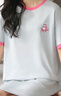 猫人（MiiOW）睡衣女士家居睡裙100%纯棉圆领舒适透气简约女士春短袖长裙可外穿 胖胖小猫粉 XL 推荐（120-140斤） 实拍图