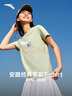 安踏LOGO短袖t恤 女夏季棉感显瘦休闲针织印花T恤透气运动上衣 【趣味大logo-小狗抱冰】果绿 M /女165 实拍图