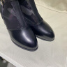 富贵鸟真皮女鞋夏季皮鞋女粗跟网纱短靴子高跟鞋女士百搭妈妈鞋楼空凉鞋 黑色0031-2N（跟6cm) 37 实拍图
