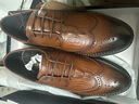 卡帝乐鳄鱼（CARTELO）皮鞋男士牛皮商务休闲正装结婚英伦布洛克雕花男鞋 6533 茶色 40  实拍图