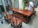 安邸红木家具 非洲花梨（学名:刺猬紫檀）茶几桌实木茶桌功夫茶桌茶台新中式茶桌椅组合 1.68茶桌+1大官帽椅+4圈椅 实拍图