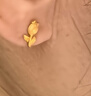 赛菲尔黄金耳钉女足金郁金香花朵立体金耳饰 一对 1.82克 实拍图
