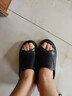 红蜓蜻真皮坡跟拖鞋女2025新款厚底一字拖夏季外穿轻便妈妈凉拖鞋 黑色 39 实拍图