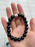 金石灵天然黑曜石手串银曜石足银六字真言水晶手链本命年送男女生日礼物 实拍图