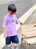 巴帝巴帝男童夏装套装2024新款洋气中大童夏季短袖t恤酷帅男孩衣服两件套 紫色 170 cm 实拍图