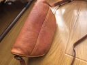 裘真头层植鞣牛皮休闲月牙包复古简约百搭单肩斜挎包女小包 焦糖色 实拍图