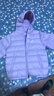 亚瑟士（asics）童装25年冬季儿童柔软舒适三防轻薄保暖羽绒服【高充绒量】 浅紫 清洁度1000-鸭绒 130 充绒量70g 实拍图