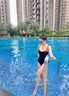 铂呐苓泳衣女黑色连体辣妹吊带性感显瘦修身泡温泉度假游泳海边沙滩泳装 性感小蛮腰【黑色】75-120斤 实拍图