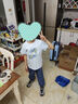 【夏季运动套装】男童衣服春装2025新款纯棉短袖大童上衣运动裤 涂鸦天蓝+涂鸦中国K牛仔蓝 130 实拍图